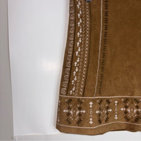 Abercrombie & Fitch Women’s Size 8 Brown Mini Skirt Embroidered Faux Suede Fall - Picture 6 of 10